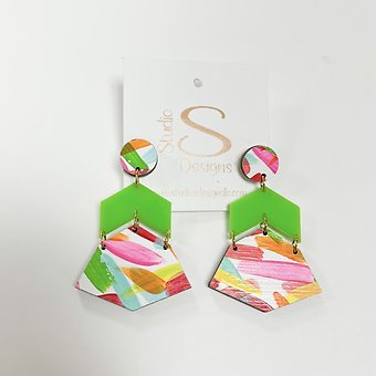 Studio Design Bristol Earrings Pink Orange Turquoise Green