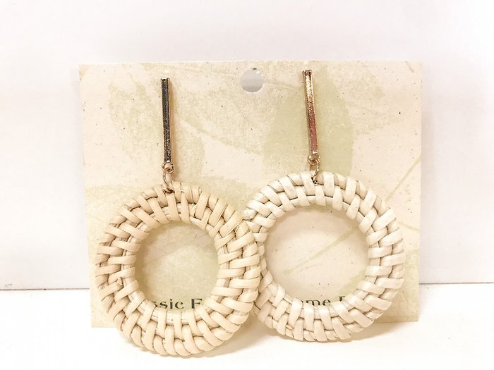 Raffia Gold Bar Earrings