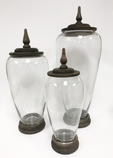 K&K Glass Jar with Wood Lid 17\"