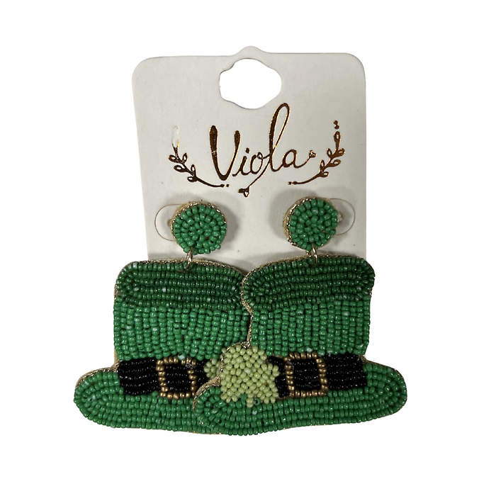 Leprechaun Hat Beaded Earrings