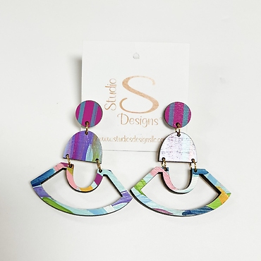 Studio Design Linnie Earrings Aqua Magenta Purple Gold
