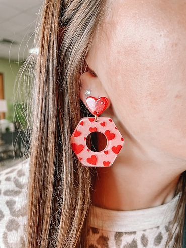 Pink & Red Hearts Earrings