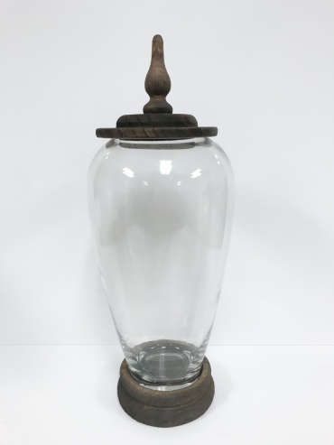 K&K Glass Jar with Wood Lid 17\"