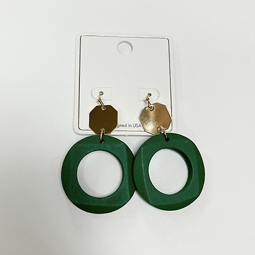Gold Green Hoop Earrings