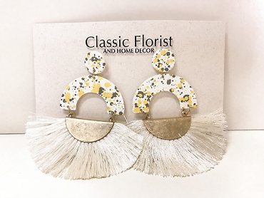 Multi Yellow/Gray/White Tassel Earrings