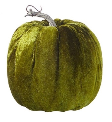 Raz 7.5\" Green Velvet Pumpkin