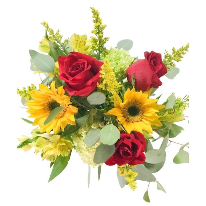 Sunflowers & Red Roses