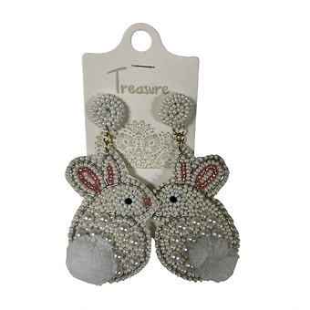 Beaded Bunny Easter Earrings