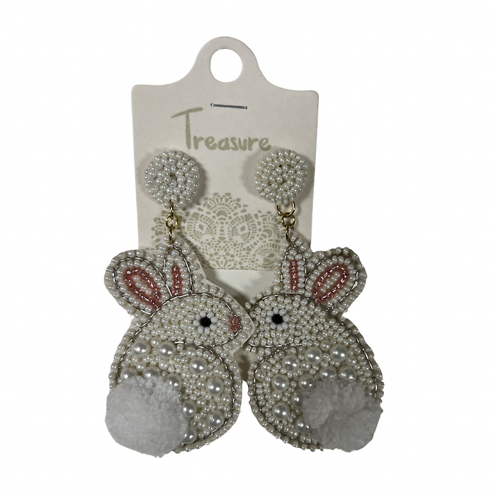 Beaded Bunny Easter Earrings